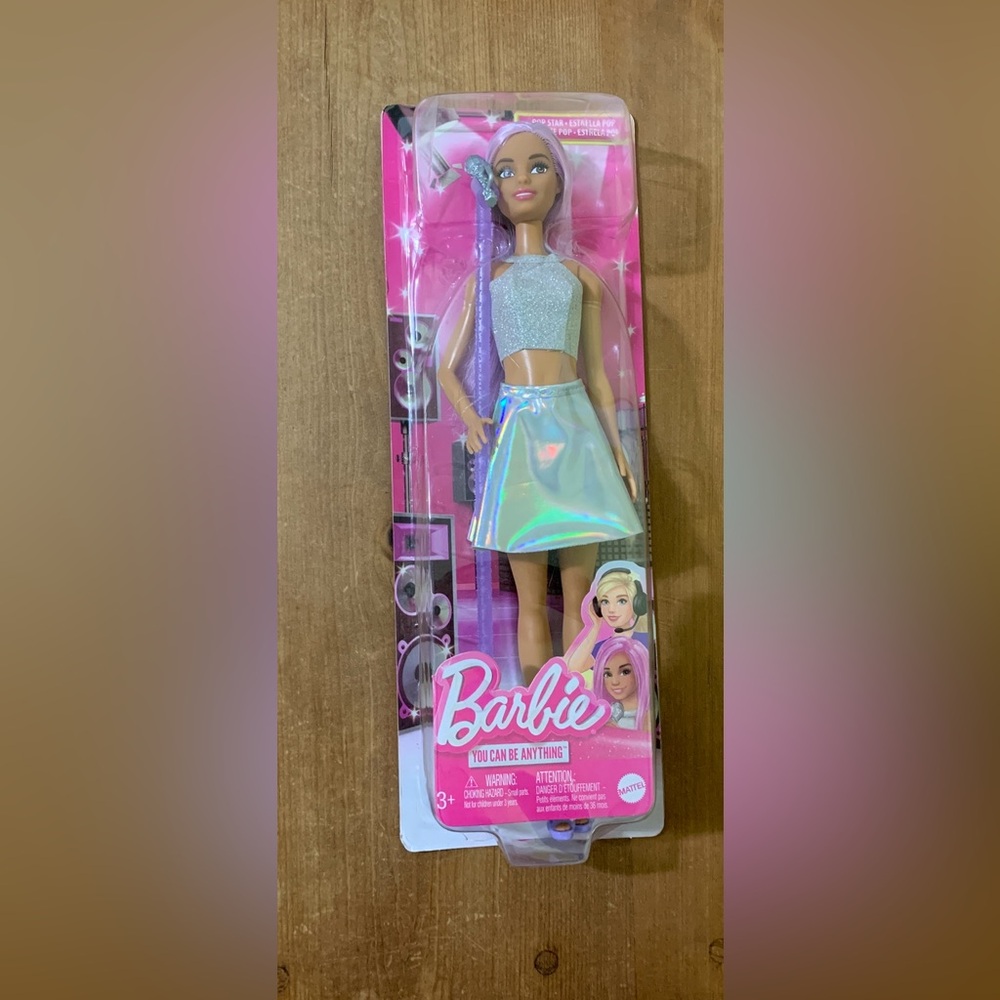 Pop Star Barbie, NIB, Purple Hair, Microphone BE ANYTHING career